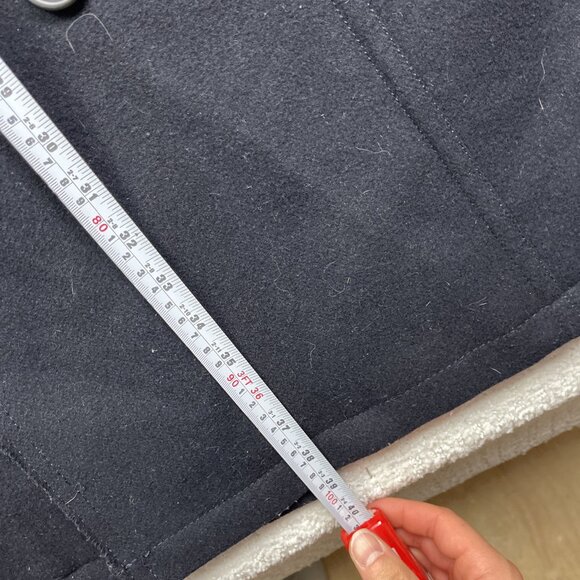 Guess Men’s XL Double Breasted Pea Coat Button-Up Black/Blue Reverse Stiches *** - Picture 10 of 16